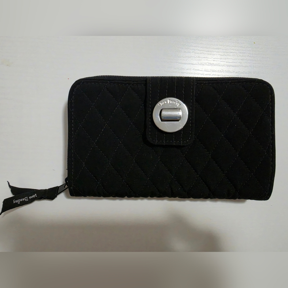 Vera Bradley | Black Quilted Wallet with Silver Clasp